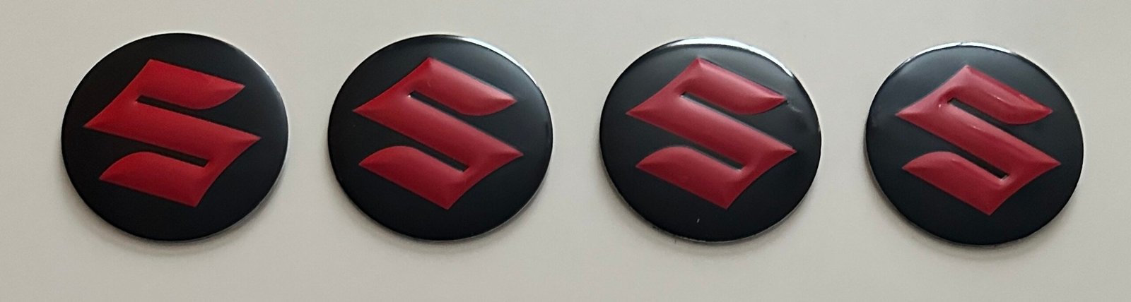 4 pcs (Set) 56mm - 2.20inch Black & Red Suzuki Wheel Center Hub Caps Stickers - Image 4