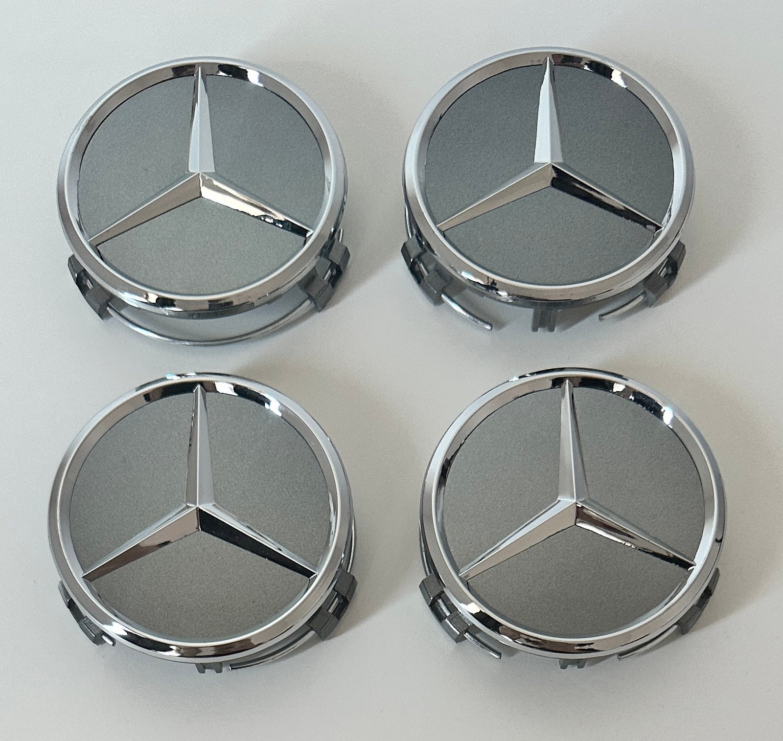 4 pcs (Set) 75mm - 2.95inch Gray Mercedes Benz Wheel Center Hub Caps