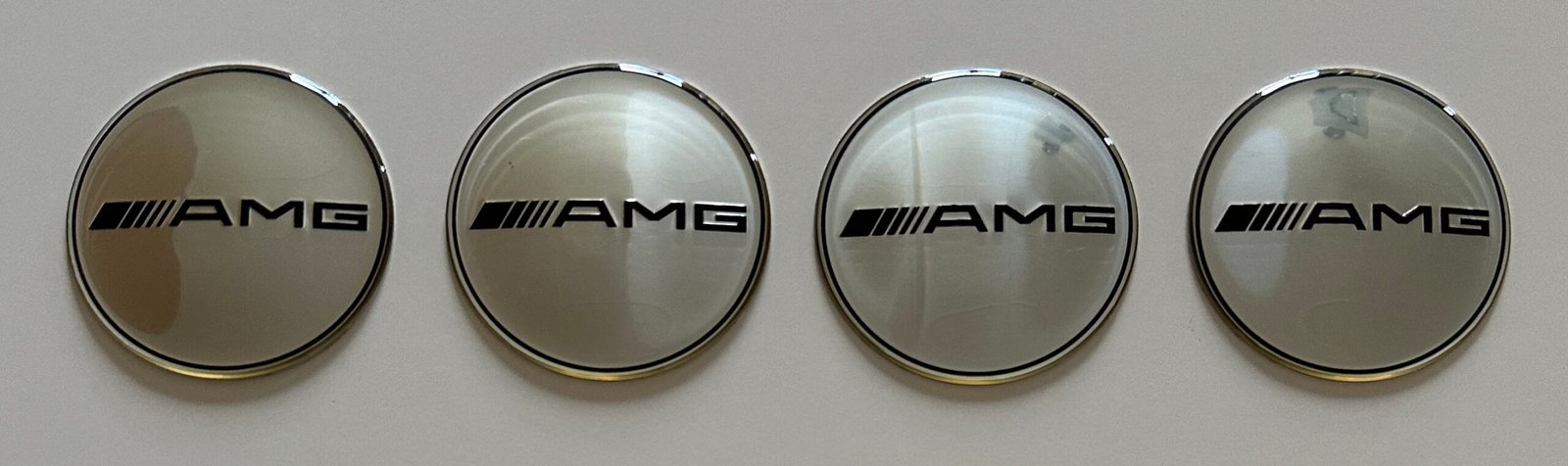 4 pcs (Set) 65mm - 2.56inch Silver AMG Wheel Center Hub Caps Stickers - Image 4
