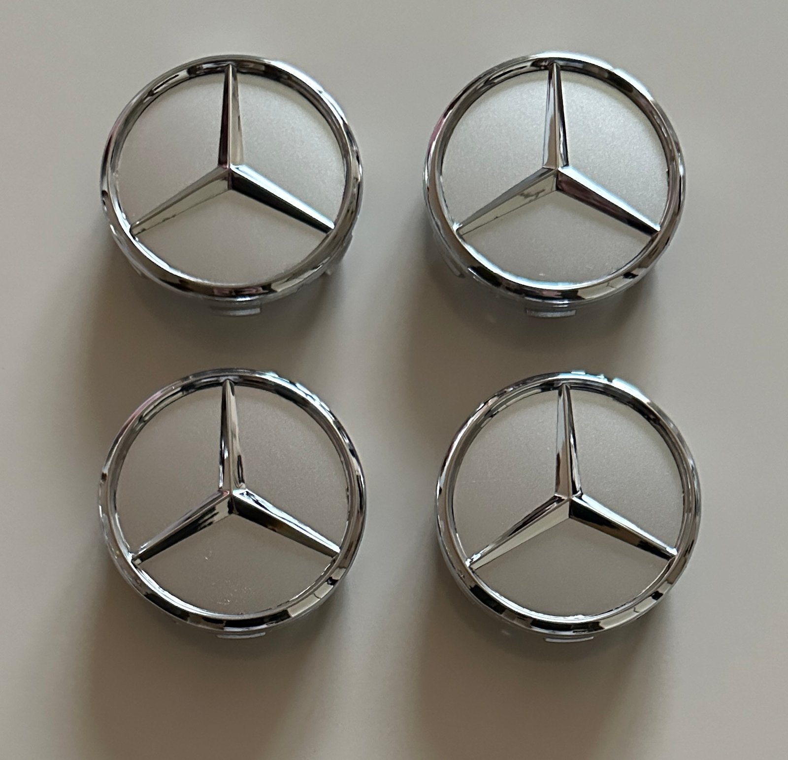 4 pcs (Set) 60mm - 2.36inch Silver Mercedes Benz Wheel Center Hub Caps
