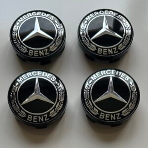 4 pcs (Set) 60mm - 2.36inch Black Mercedes Benz Wheel Center Hub Caps