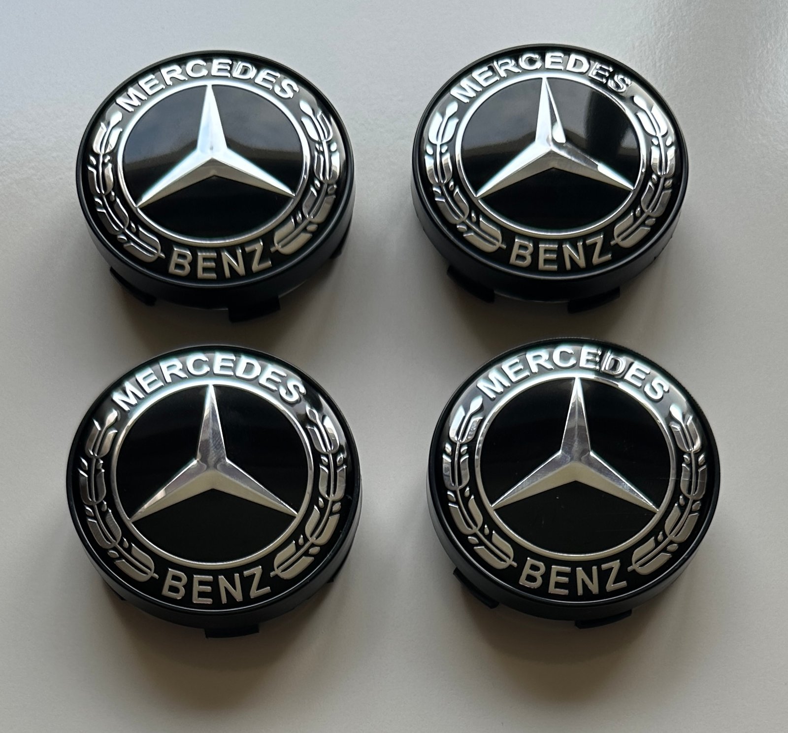 4 pcs (Set) 60mm - 2.36inch Black Mercedes Benz Wheel Center Hub Caps
