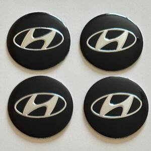4 pcs (Set) 56mm - 2.20inch Black Hyundai Wheel Center Hub Caps Stickers