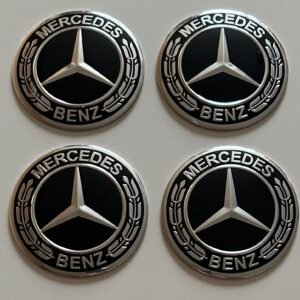 4 pcs (Set) 75mm - 2.95inch Black Mercedes Benz Wheel Center Hub Caps Stickers