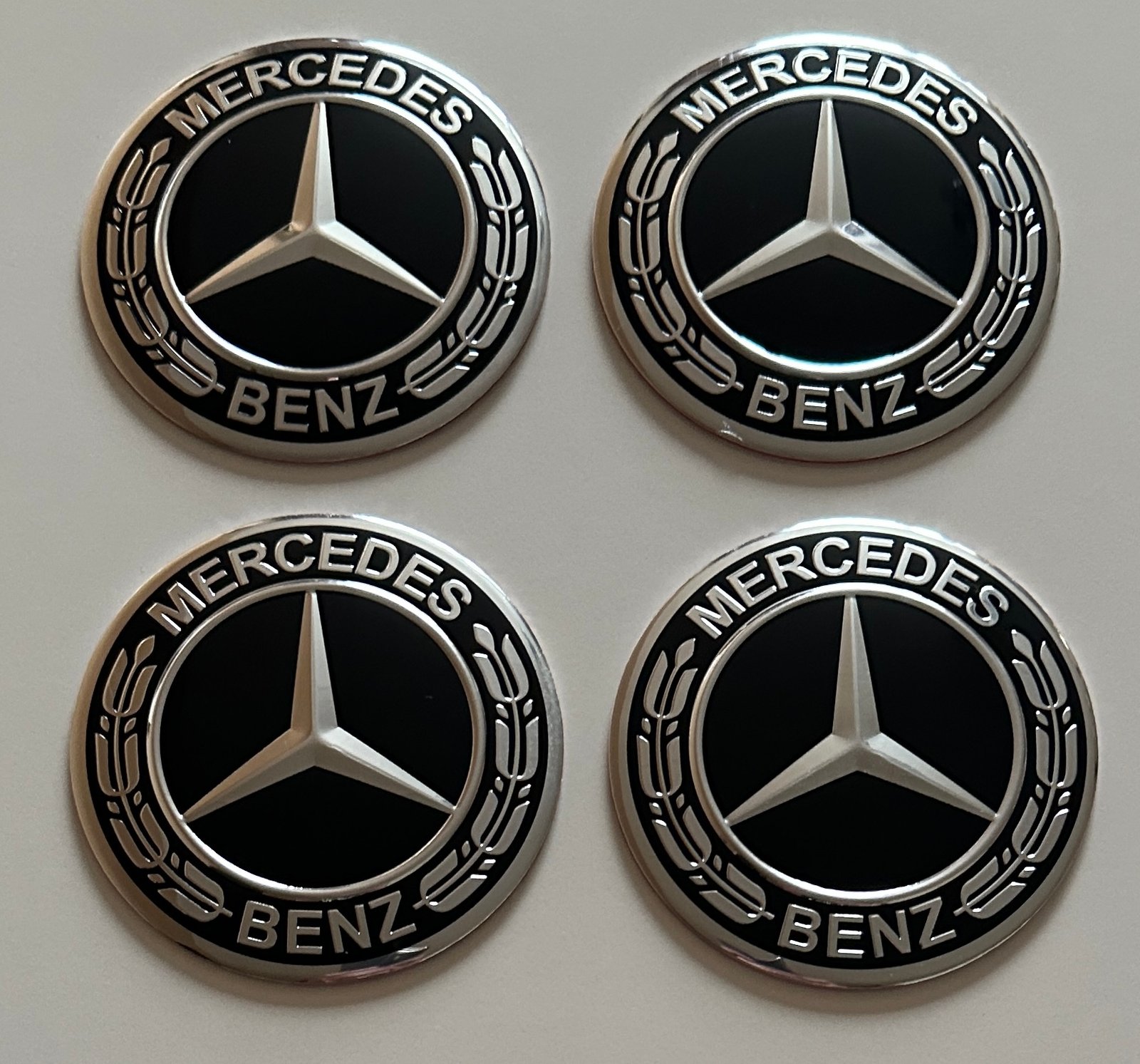 4 pcs (Set) 75mm - 2.95inch Black Mercedes Benz Wheel Center Hub Caps Stickers