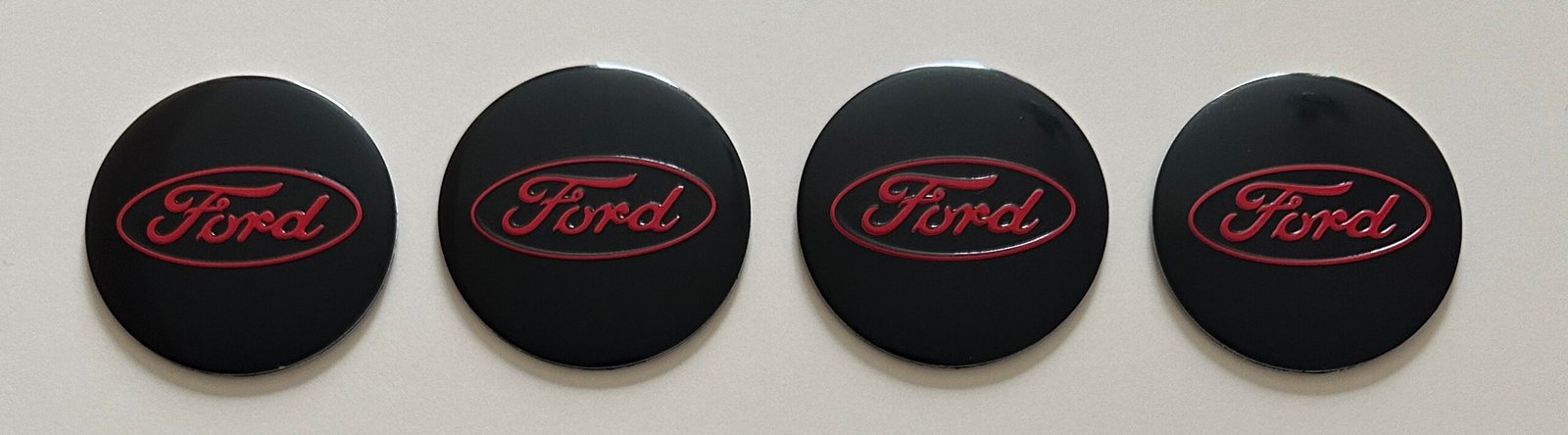 4 pcs (Set) 56mm - 2.20inch Black & Red Ford Wheel Center Hub Caps Stickers - Image 4