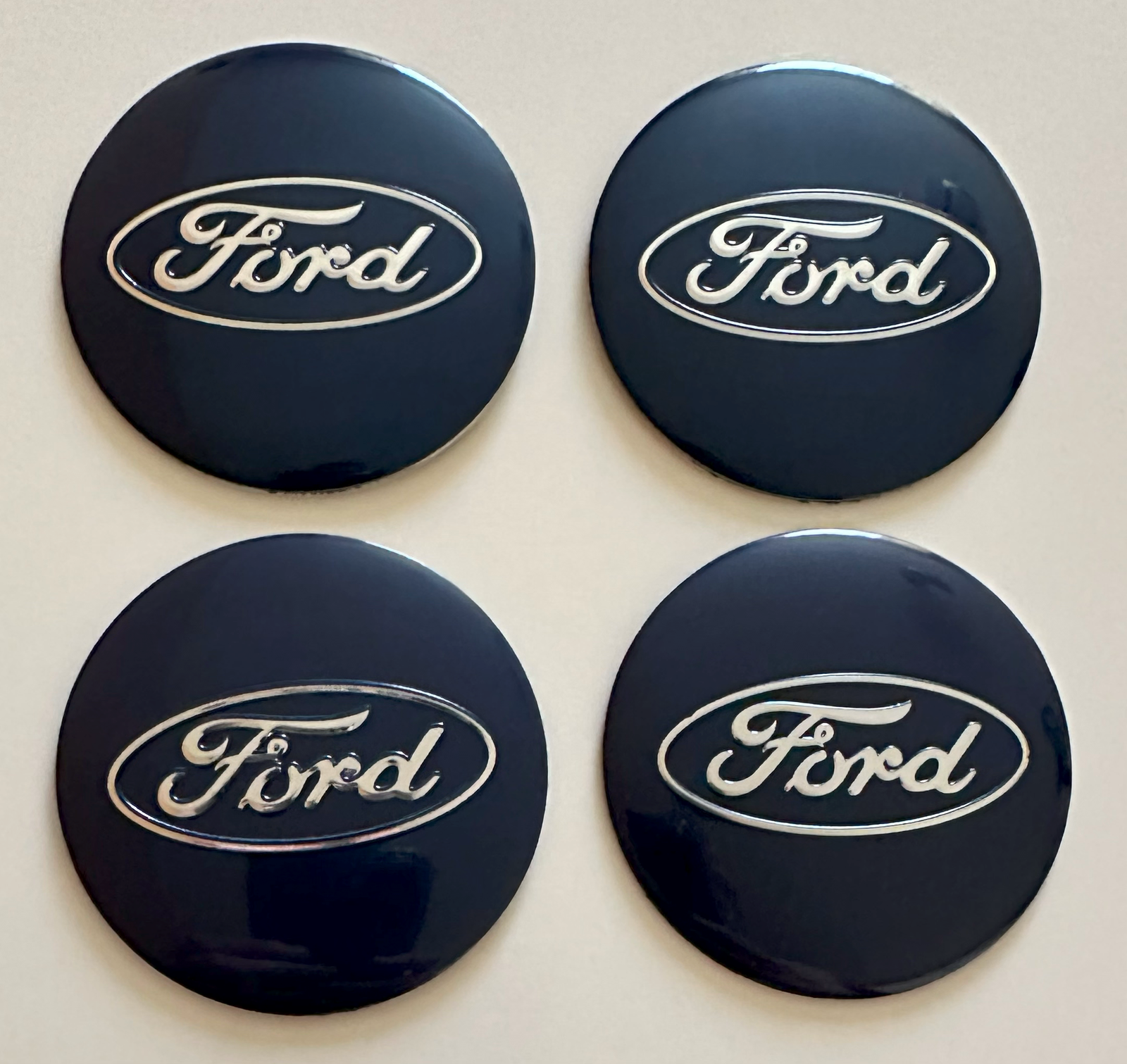 4 pcs (Set) 56mm - 2.20inch Dark Blue Ford Wheel Center Hub Caps Stickers