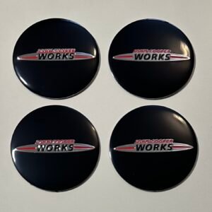 4 pcs (Set) 56mm - 2.20inch Black John Cooper Works Wheel Center Hub Caps Stickers