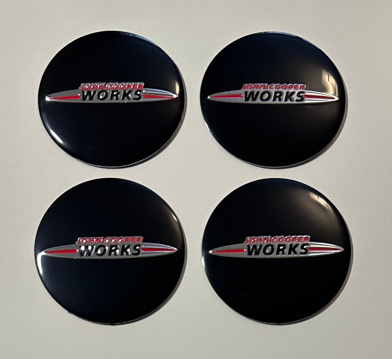 4 pcs (Set) 56mm - 2.20inch Black John Cooper Works Wheel Center Hub Caps Stickers
