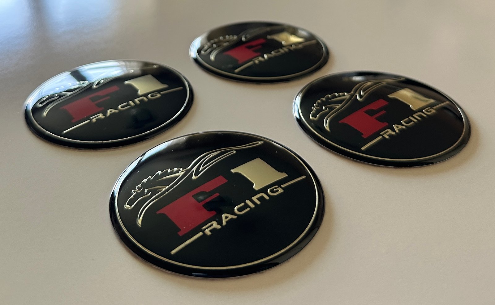 4 pcs (Set) 65mm - 2.56inch Black F1 Racing Wheel Center Hub Caps Stickers - Image 2