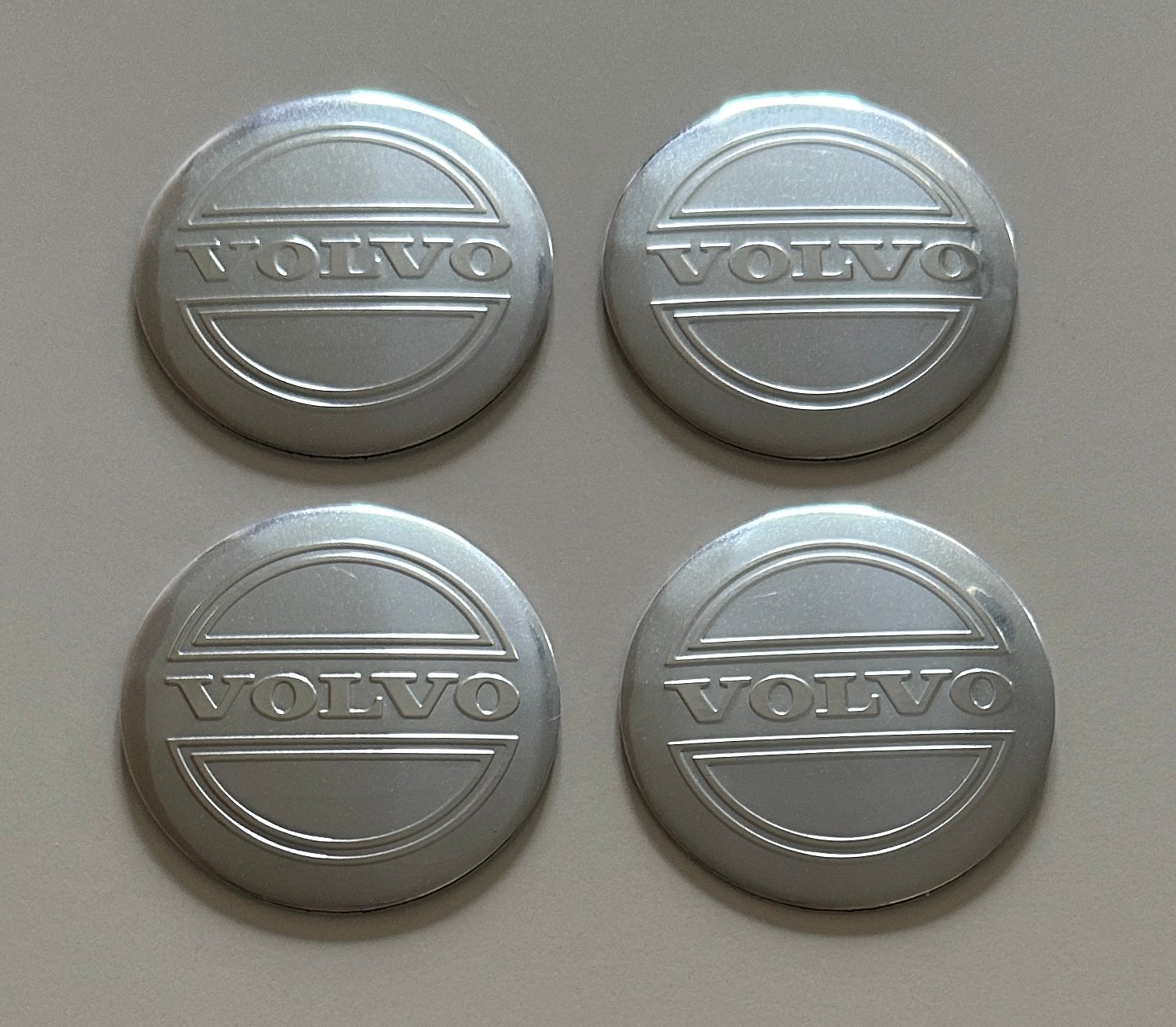 4 pcs (Set) 56mm - 2.20inch Silver Volvo Wheel Center Hub Caps Stickers