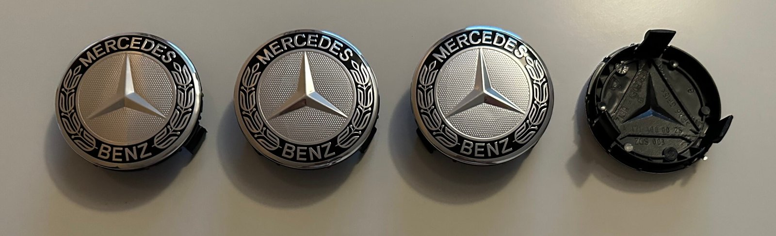 4 pcs (Set) 75mm - 2.95inch Silver & Black Mercedes Benz Wheel Center Hub Caps - Image 5