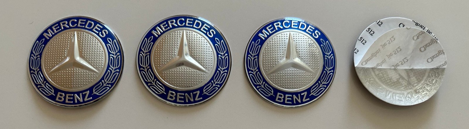 4 pcs (Set) 65mm - 2.56inch Silver & Blue Mercedes Benz Wheel Center Hub Caps Stickers - Image 5