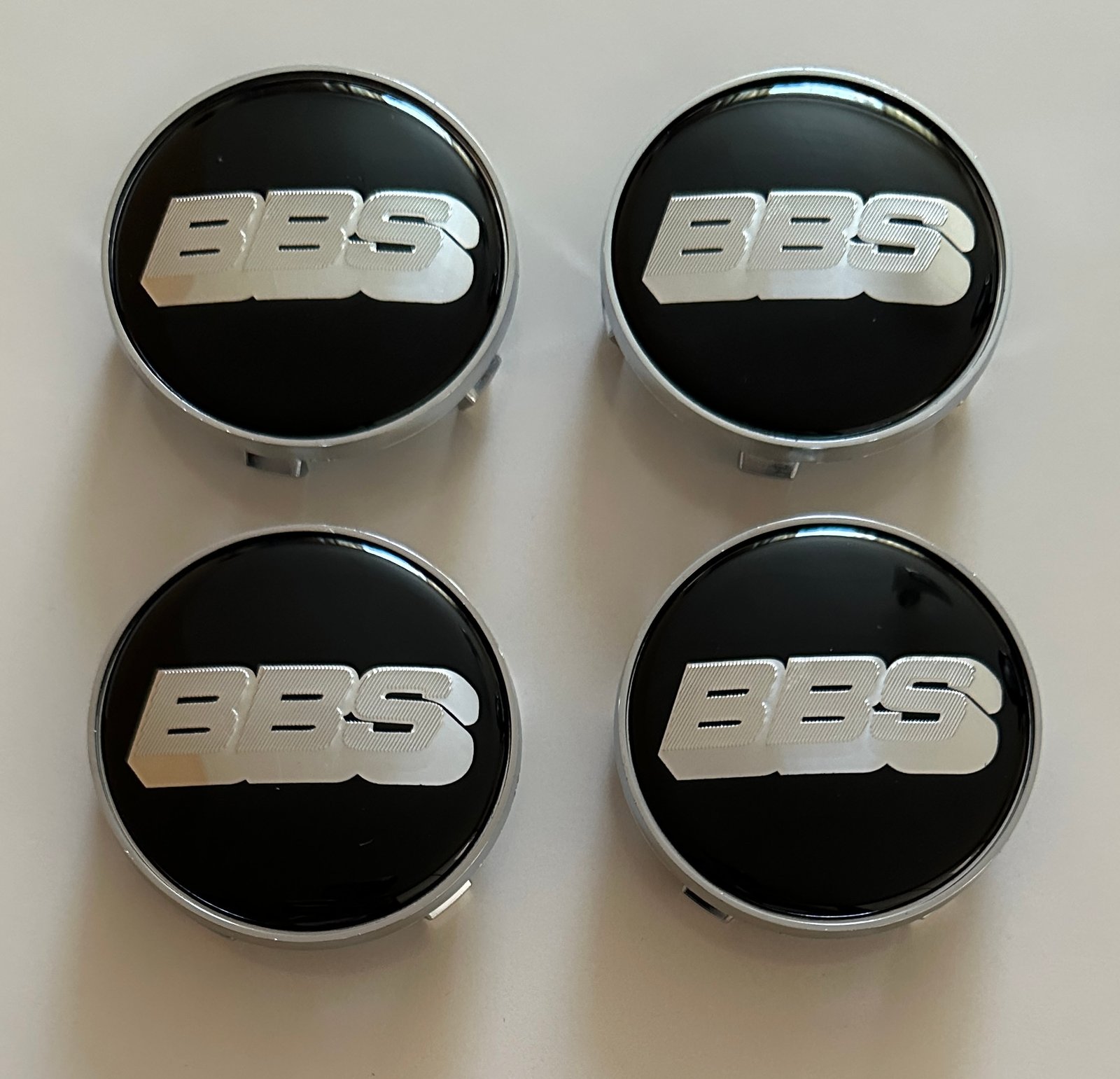 4 pcs (Set) 68mm - 2.68inch Black & Silver BBS Wheel Center Hub Caps