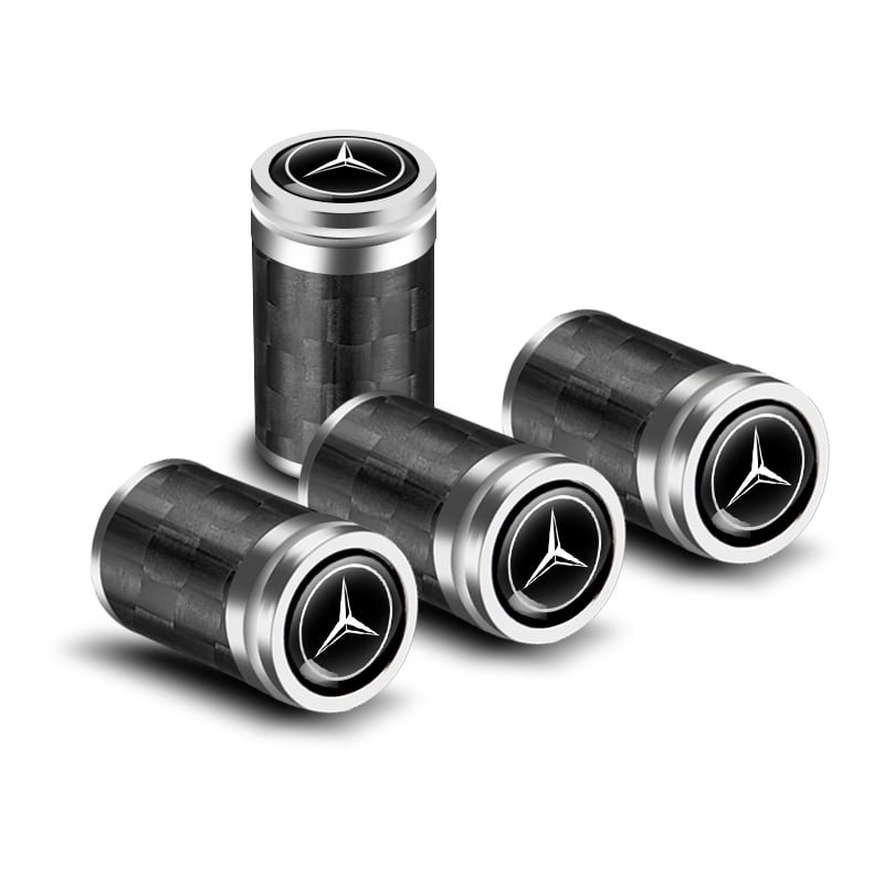 4 pcs (Set) Black Carbon Tire Valve Dust Caps for Mercedes Benz