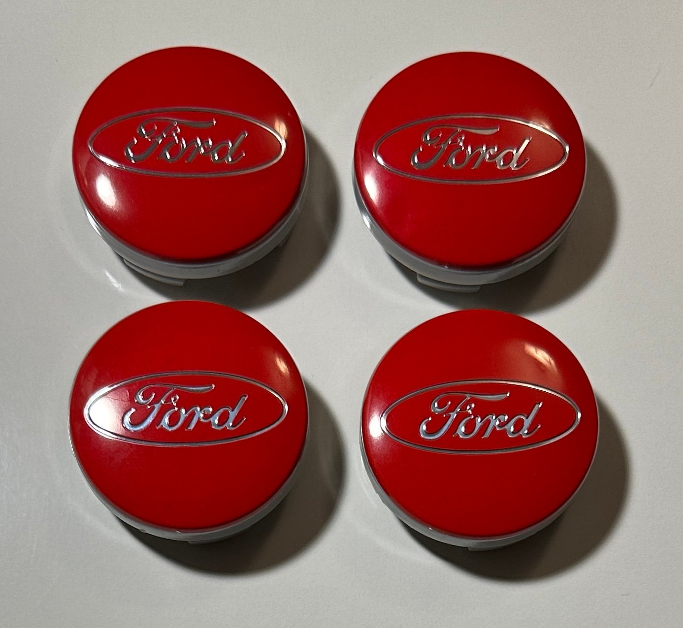4 pcs (Set) 54mm - 2.13inch Red Ford Wheel Center Hub Caps