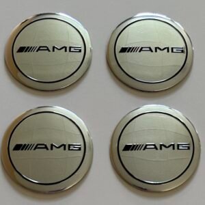 4 pcs (Set) 56mm - 2.20inch Silver AMG Wheel Center Hub Caps Stickers