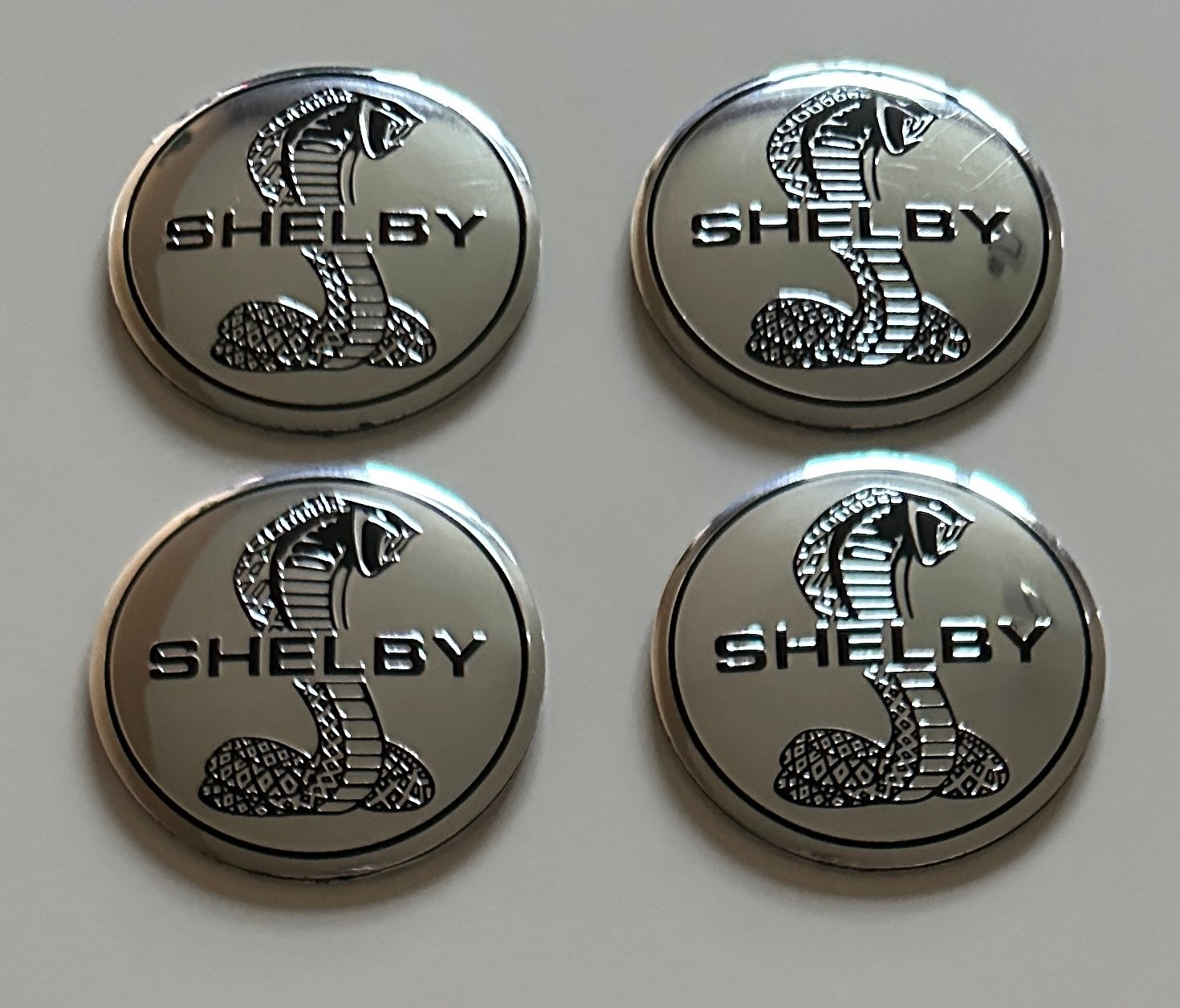 4 pcs (Set) 56mm - 2.20inch Silver Shelby Wheel Center Hub Caps Stickers