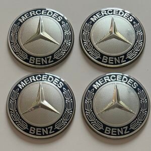 4 pcs (Set) 75mm - 2.95inch Silver & Blue Mercedes Benz Wheel Center Hub Caps Stickers