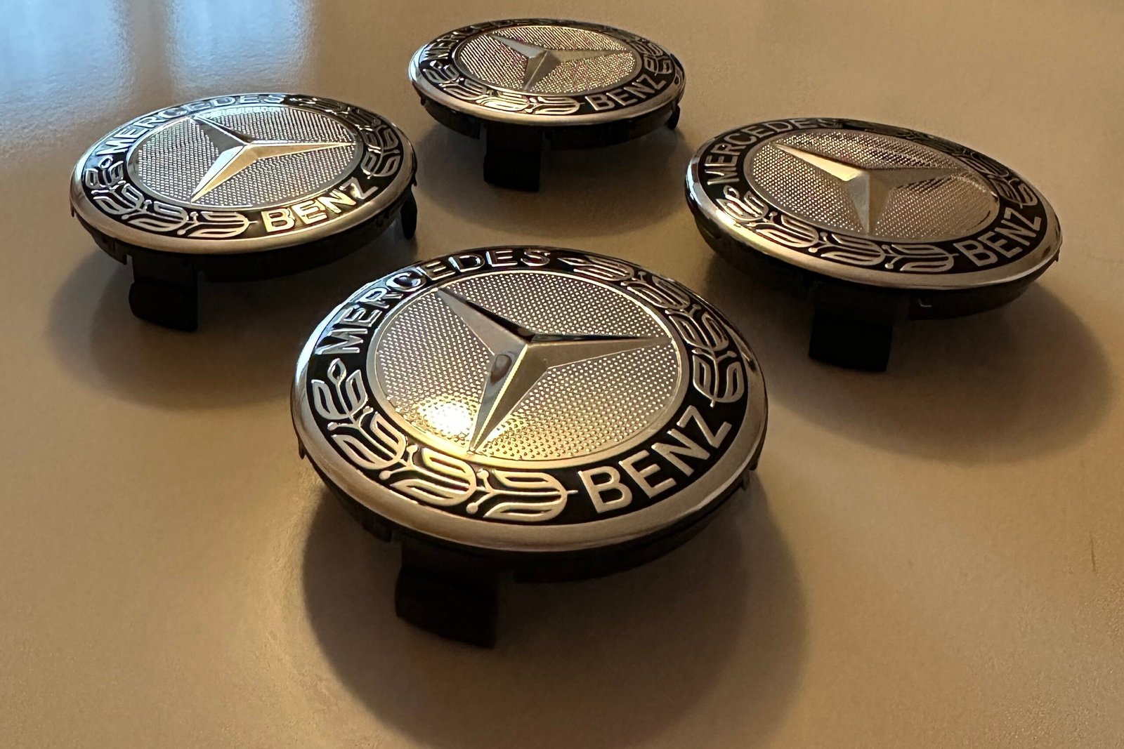 4 pcs (Set) 75mm - 2.95inch Silver & Black Mercedes Benz Wheel Center Hub Caps - Image 2