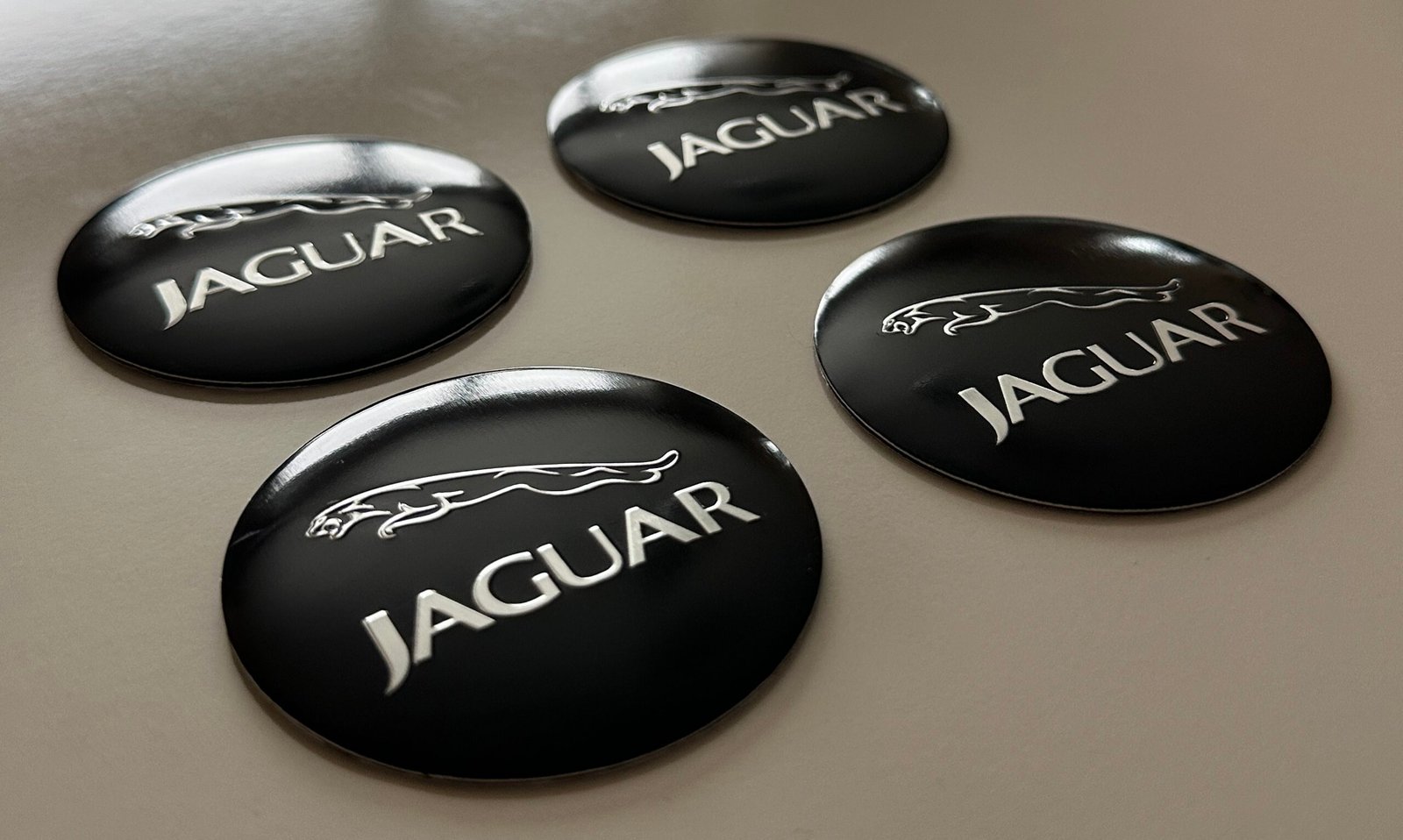 4 pcs (Set) 56mm - 2.20inch Black Jaguar Wheel Center Hub Caps Stickers - Image 2