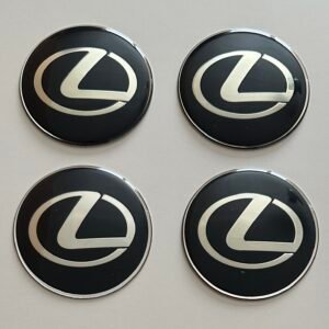 4 pcs (Set) 65mm - 2.56inch Black Lexus Wheel Center Hub Caps Stickers