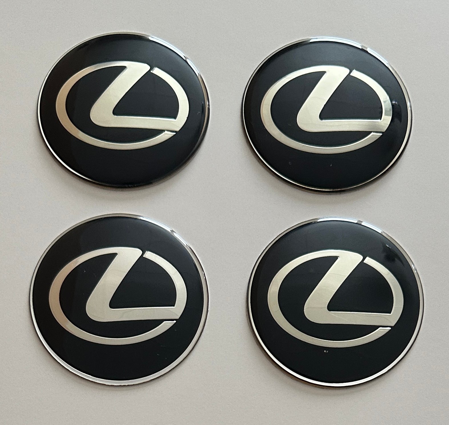 4 pcs (Set) 65mm - 2.56inch Black Lexus Wheel Center Hub Caps Stickers