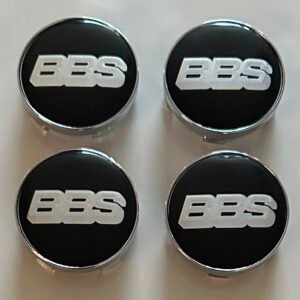4 pcs (Set) 60mm - 2.36inch Black & Silver BBS Wheel Center Hub Caps