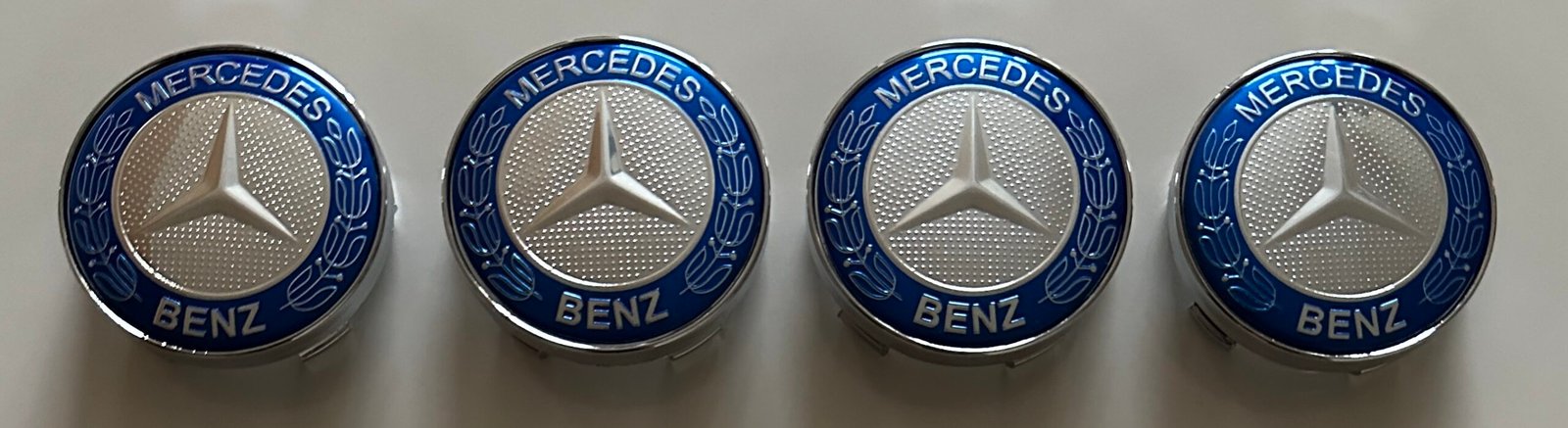 4 pcs (Set) 60mm - 2.36inch Blue & Silver Mercedes Benz Wheel Center Hub Caps - Image 4