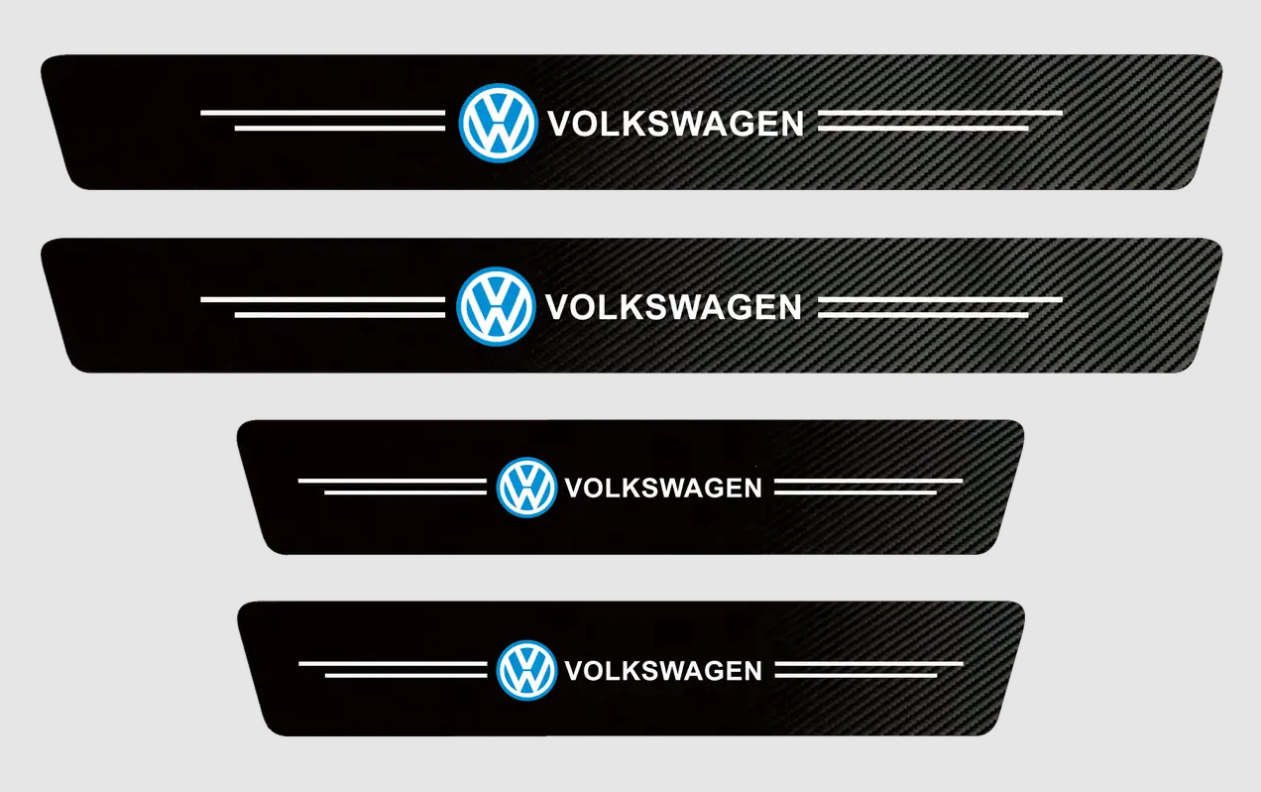 4 pcs Carbon Fiber Car Door Sill Scuff Protector Set for Volkswagen - Anti-Scratch Strip