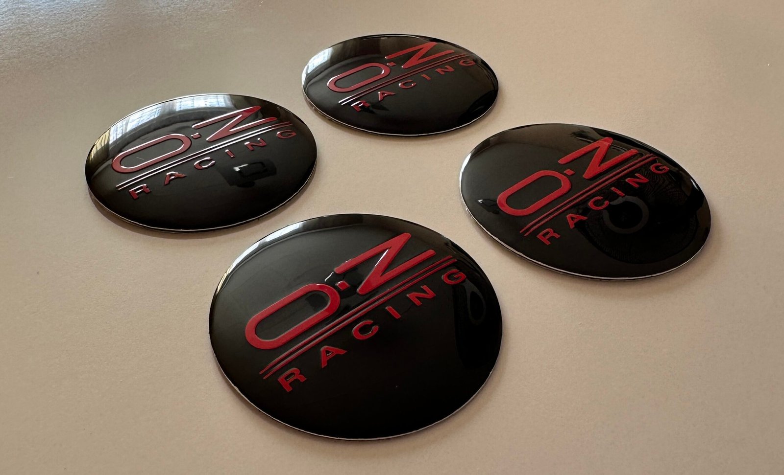 4 pcs (Set) 56mm - 2.20inch Black & Red OZ Racing Wheel Center Hub Caps Stickers - Image 2