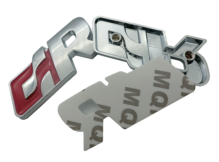 1 pcs Silver & Red Volkswagen GR Emblem Sticker Metal - Image 4