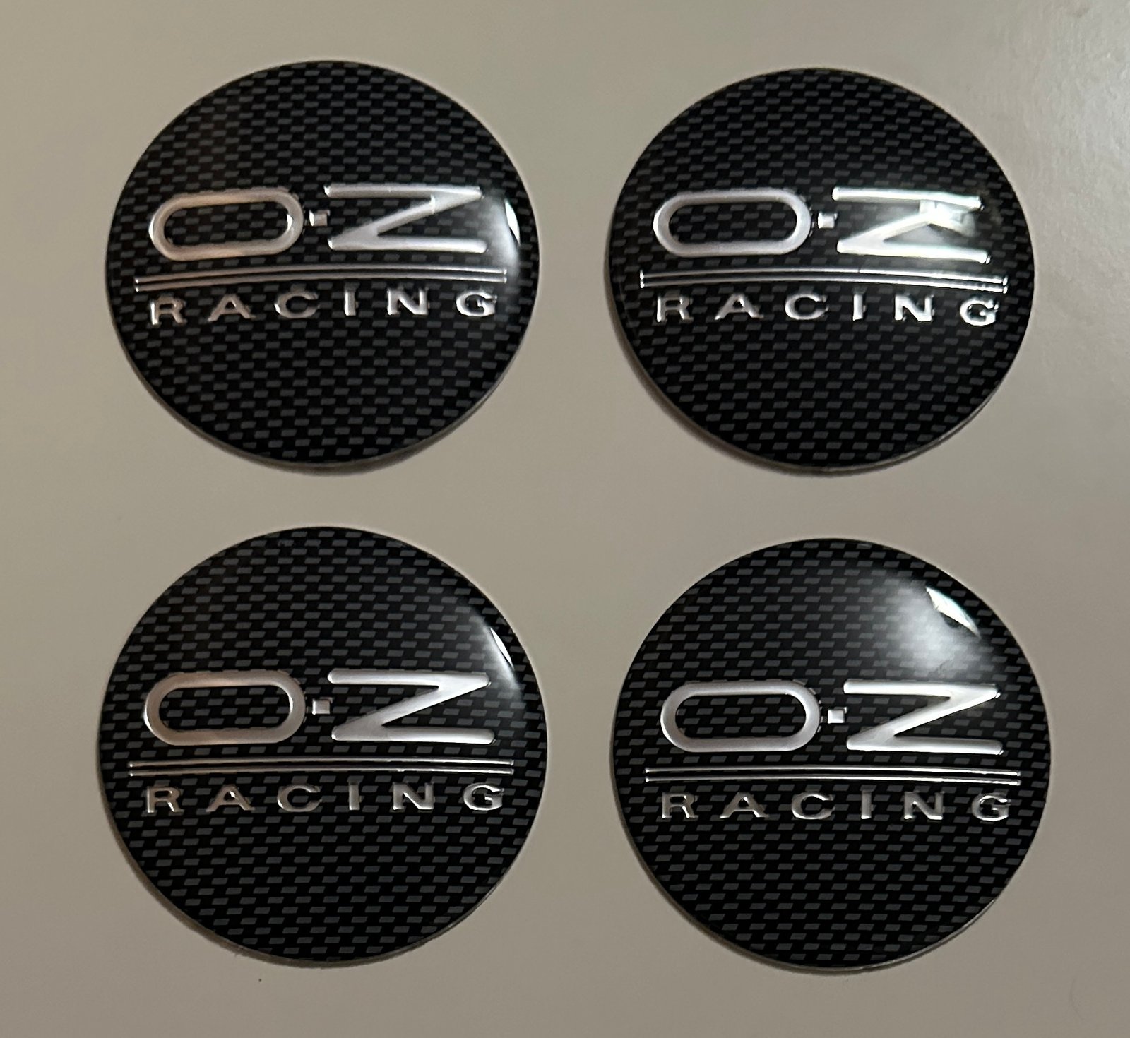 4 pcs (Set) 65mm - 2.56inch Carbon Black OZ Racing Wheel Center Hub Caps Stickers