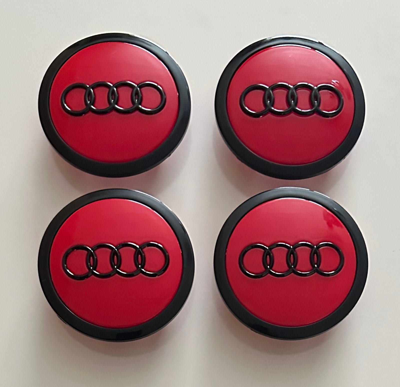 4 pcs (Set) 69mm - 2.72inch Red & Black Audi Wheel Center Hub Caps