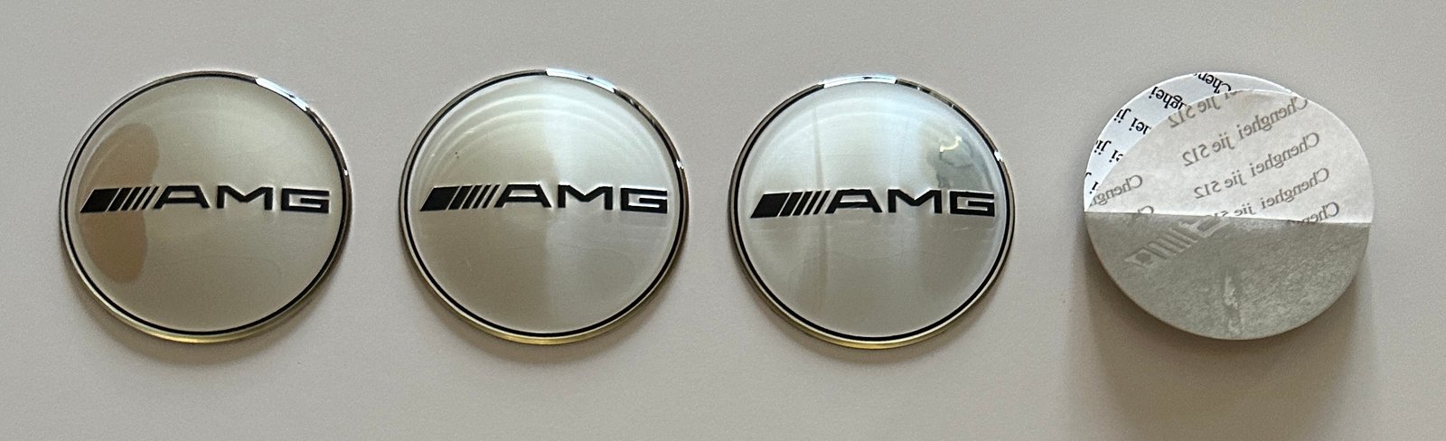 4 pcs (Set) 65mm - 2.56inch Silver AMG Wheel Center Hub Caps Stickers - Image 5
