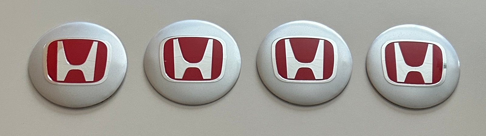 4 pcs (Set) 56mm - 2.20inch Silver & Red Honda Wheel Center Hub Caps Stickers - Image 4