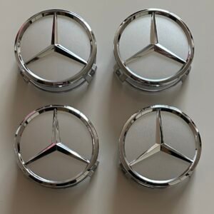 4 pcs (Set) 75mm - 2.95inch Silver Mercedes Benz Wheel Center Hub Caps