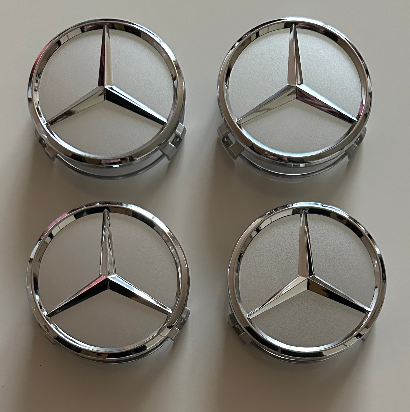 4 pcs (Set) 75mm - 2.95inch Silver Mercedes Benz Wheel Center Hub Caps