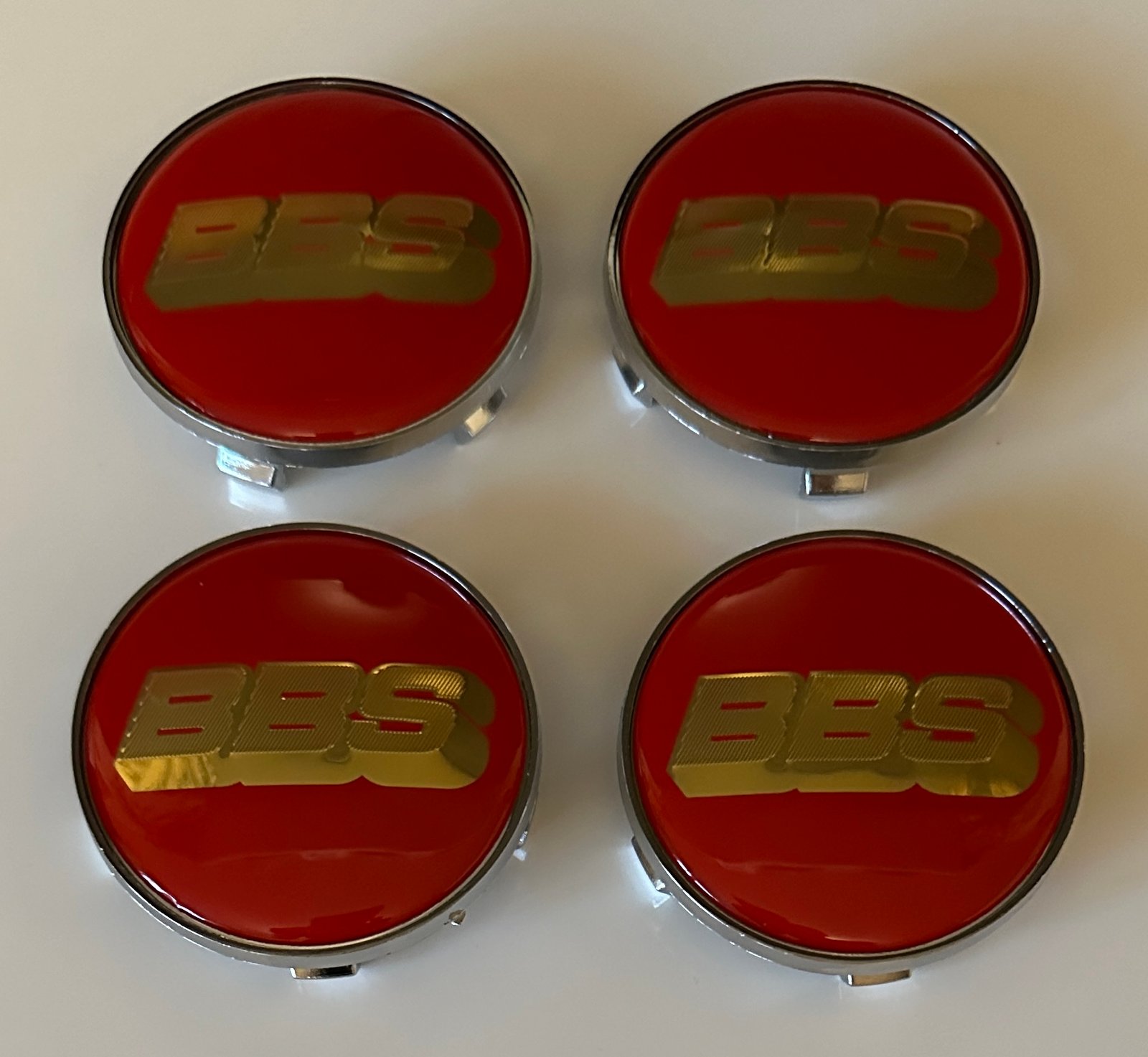 4 pcs (Set) 68mm - 2.68inch Red & Gold BBS Wheel Center Hub Caps