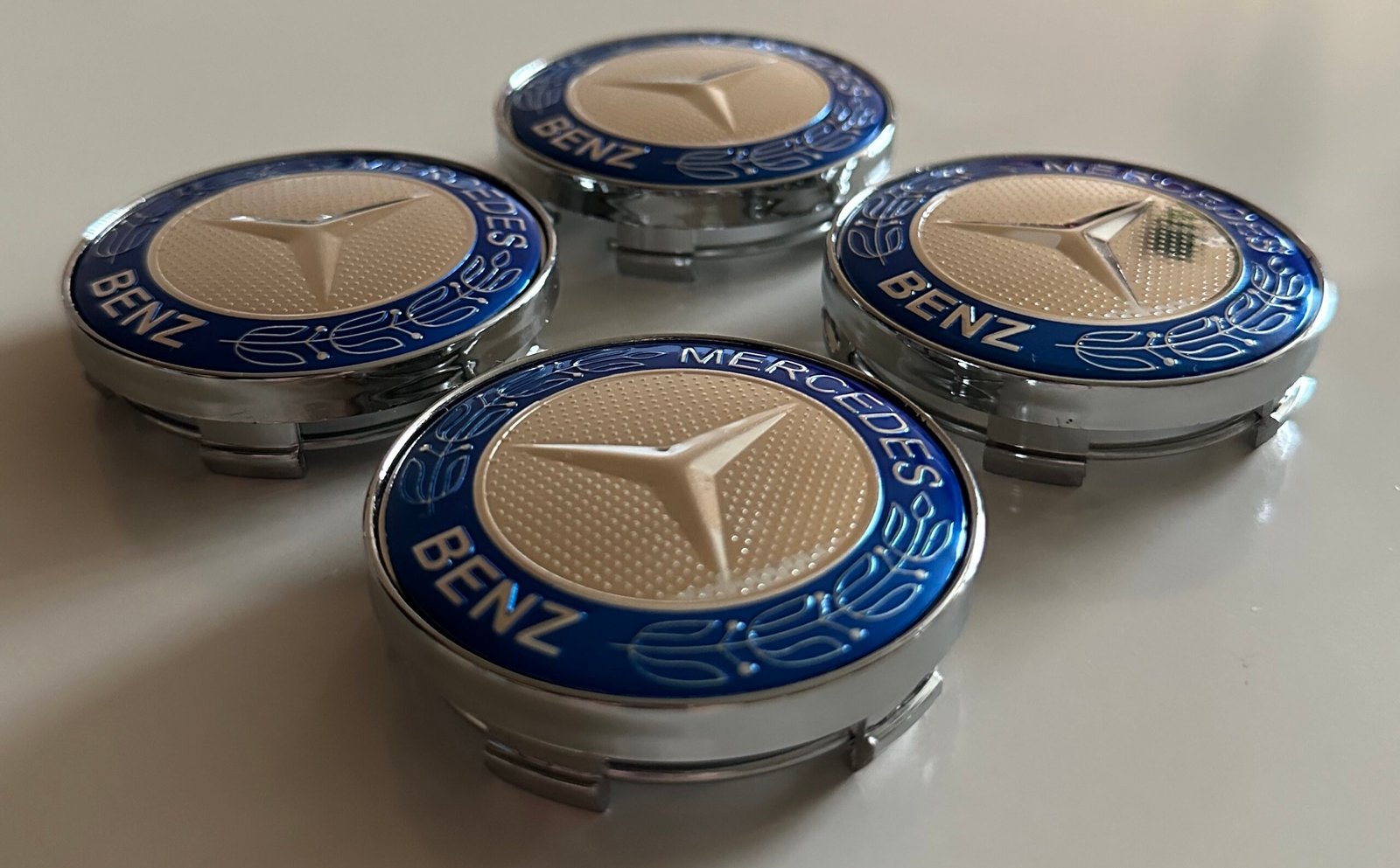 4 pcs (Set) 60mm - 2.36inch Blue & Silver Mercedes Benz Wheel Center Hub Caps - Image 3