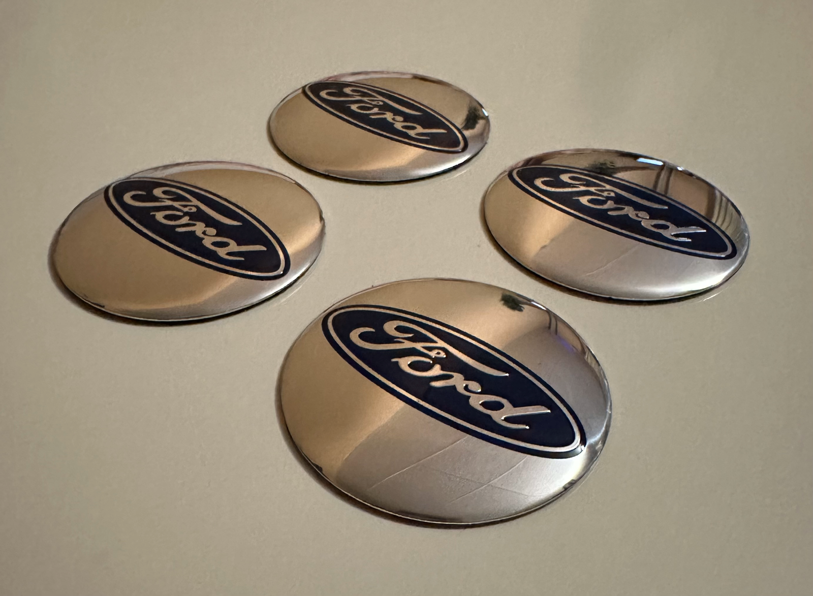 4 pcs (Set) 56mm - 2.20inch Silver Ford Wheel Center Hub Caps Stickers - Image 3