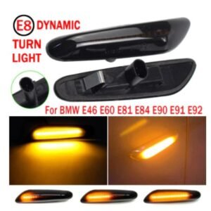 2 pcs (Set) BMW E60 E81 E84 E90 Smoke Lens Dynamic Flowing LED Turn Signal Side Marker Light Blinker Lamp