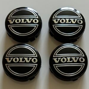 4 pcs (Set) 64mm - 2.52inch Black Volvo Wheel Center Hub Caps (3546923)