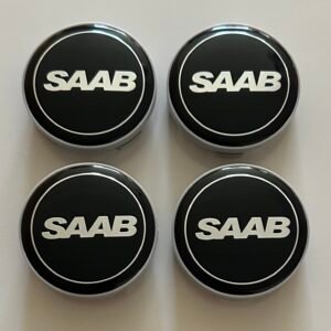 4 pcs (Set) 63mm - 2.48inch Black SAAB Wheel Center Hub Caps