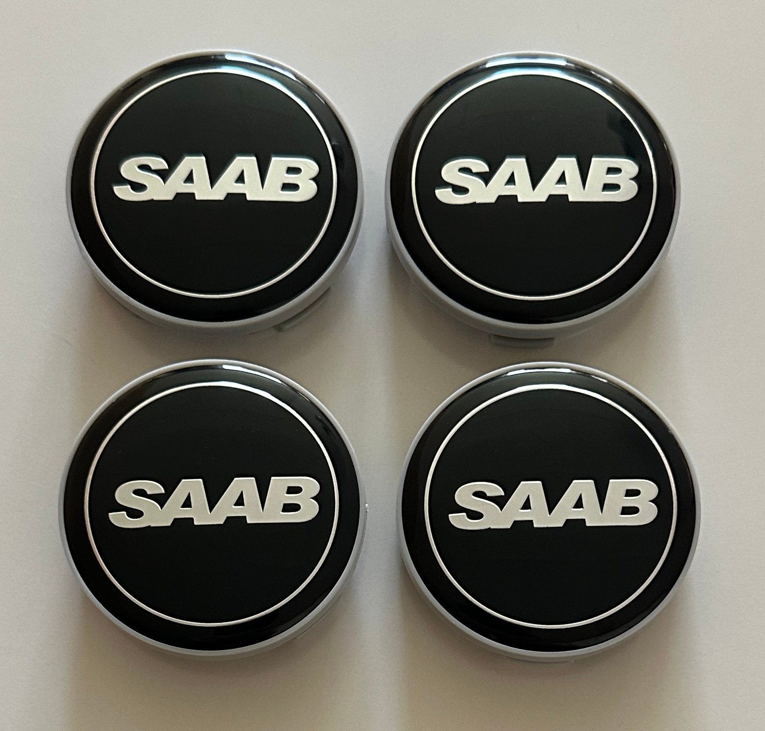 4 pcs (Set) 63mm - 2.48inch Black SAAB Wheel Center Hub Caps
