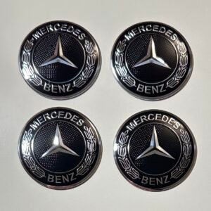 4 pcs (Set) 56mm - 2.20inch Black Mercedes Benz Wheel Center Hub Caps Stickers - Classic Look
