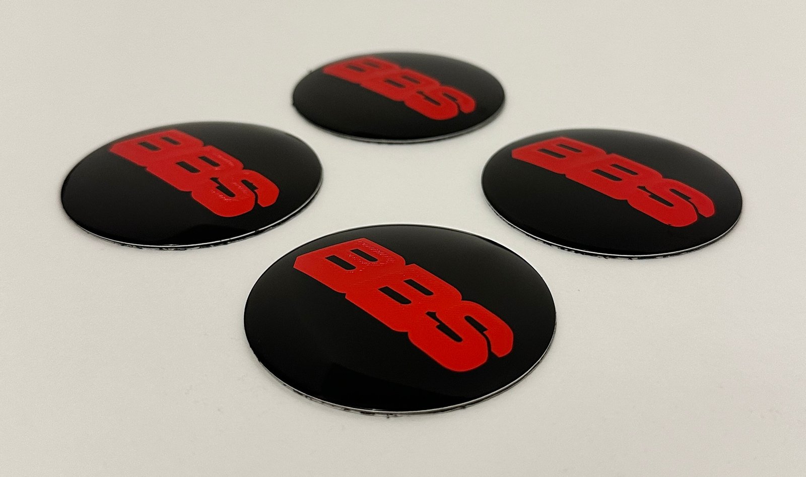 4 pcs (Set) 56mm - 2.20inch Black & Red BBS Wheel Center Hub Caps Stickers NOT EPOXY - Image 3