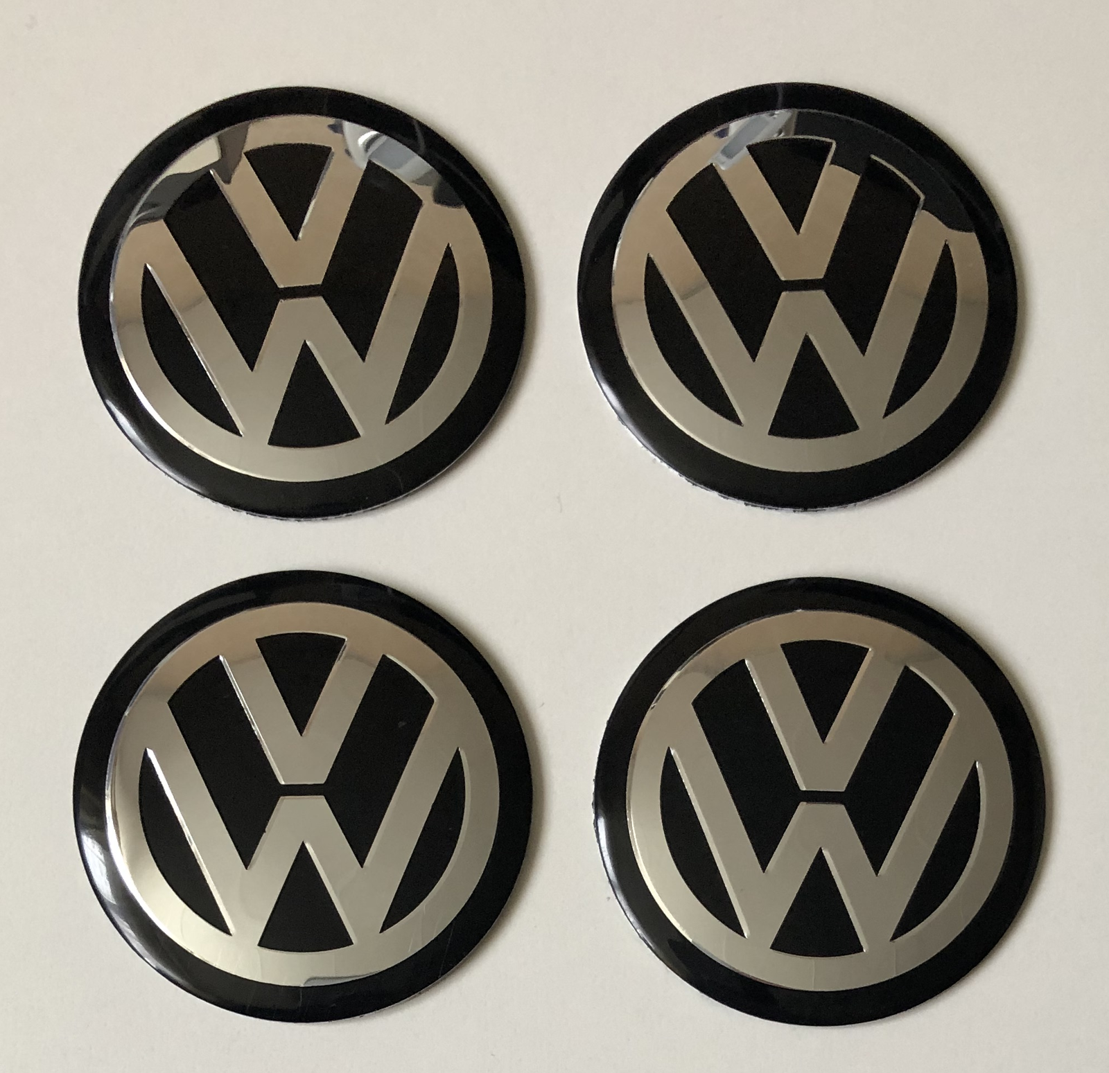 4 pcs (Set) 65mm - 2.56inch Black Volkswagen Wheel Center Hub Caps Stickers