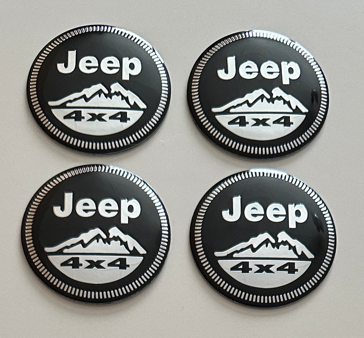4 pcs (Set) 56mm - 2.20inch Black Jeep 4x4 Wheel Center Hub Caps Stickers