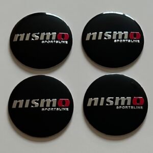 4 pcs (Set) 56mm - 2.20inch Black Nismo Sportsline Wheel Center Hub Caps Stickers